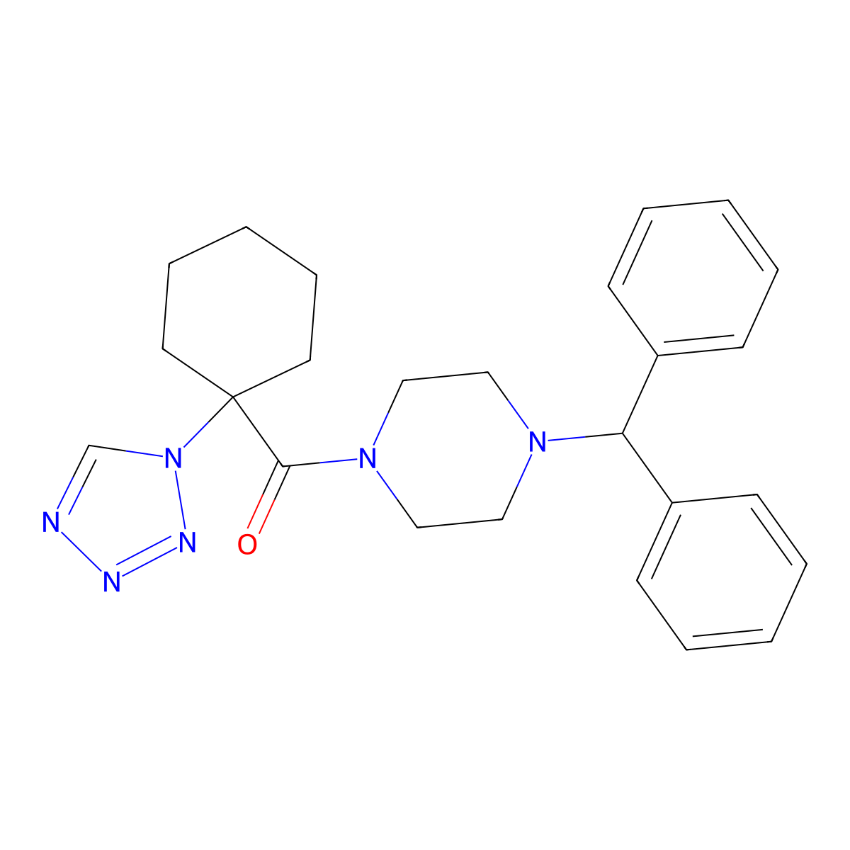 1-(diphenylmethyl)-4-{[1-(1H-tetrazol-1-yl)cyclohexyl]carbonyl}piperazine molecular structure, CAS 1220108-67-7