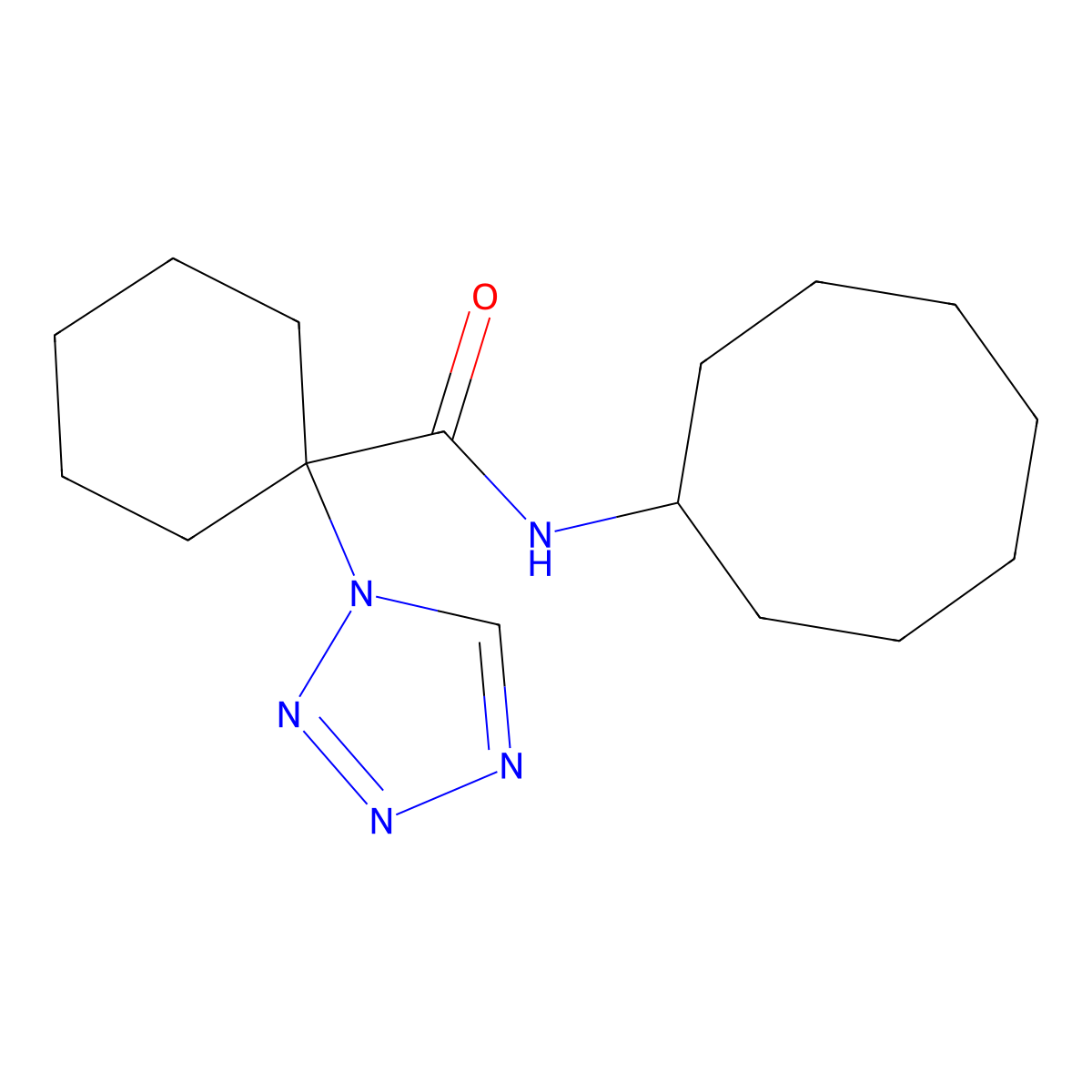 N-cyclooctyl-1-(1H-tetrazol-1-yl)cyclohexanecarboxamide molecular structure, CAS 1220108-83-7