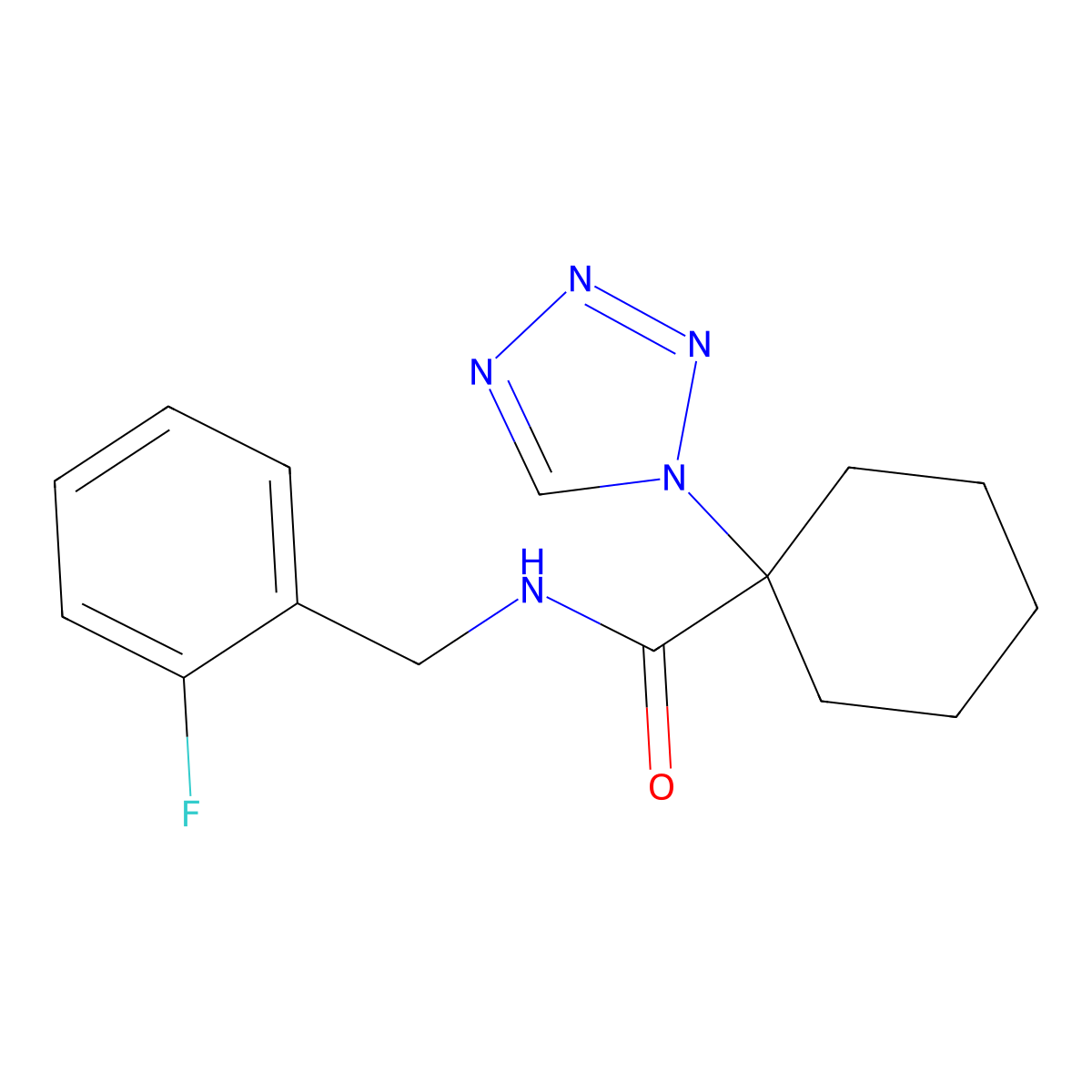 N-(2-fluorobenzyl)-1-(1H-tetrazol-1-yl)cyclohexanecarboxamide molecular structure, CAS 1220109-33-0