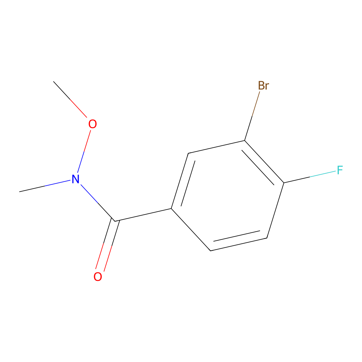 3-Bromo-4-fluoro-N-methoxy-N-methylbenzamide molecular structure, CAS 1220124-55-9