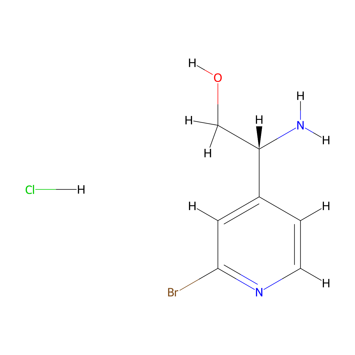 (R)-2-Amino-2-(2-bromopyridin-4-yl)ethanol hydrochloride molecular structure, CAS 1220126-91-9