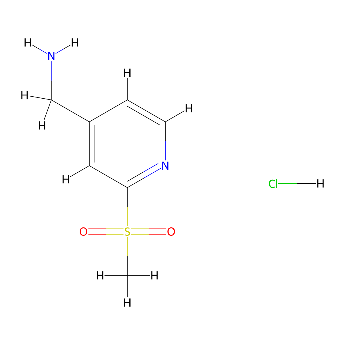 (2-Methanesulfonylpyridin-4-yl)methanamine hydrochloride molecular structure, CAS 1220166-15-3
