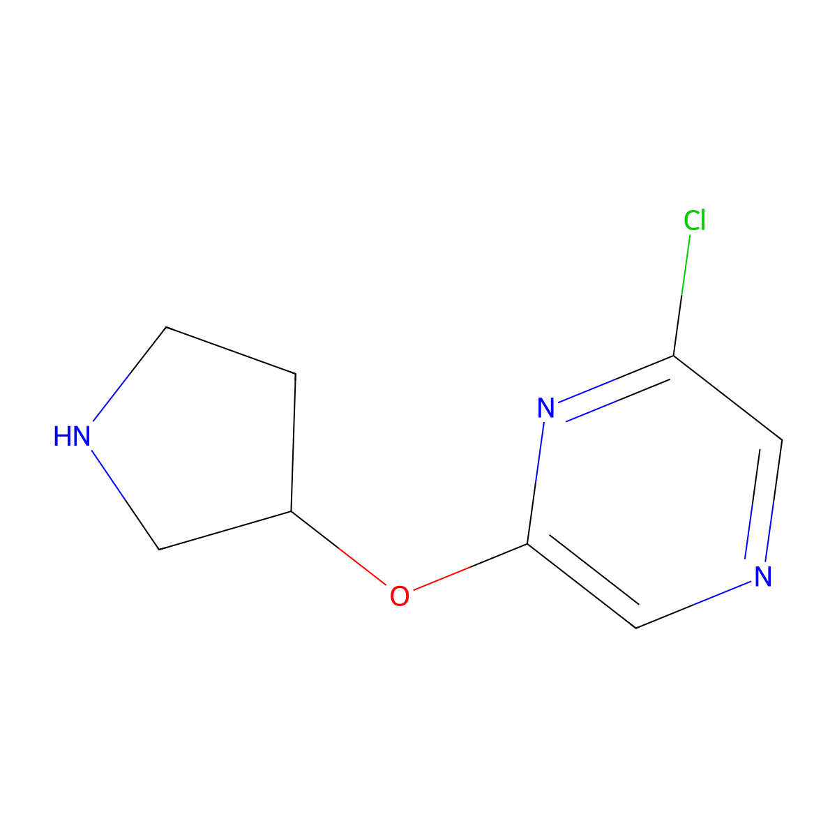 2-Chloro-6-(pyrrolidin-3-yloxy)pyrazine molecular structure, CAS 1220172-04-2