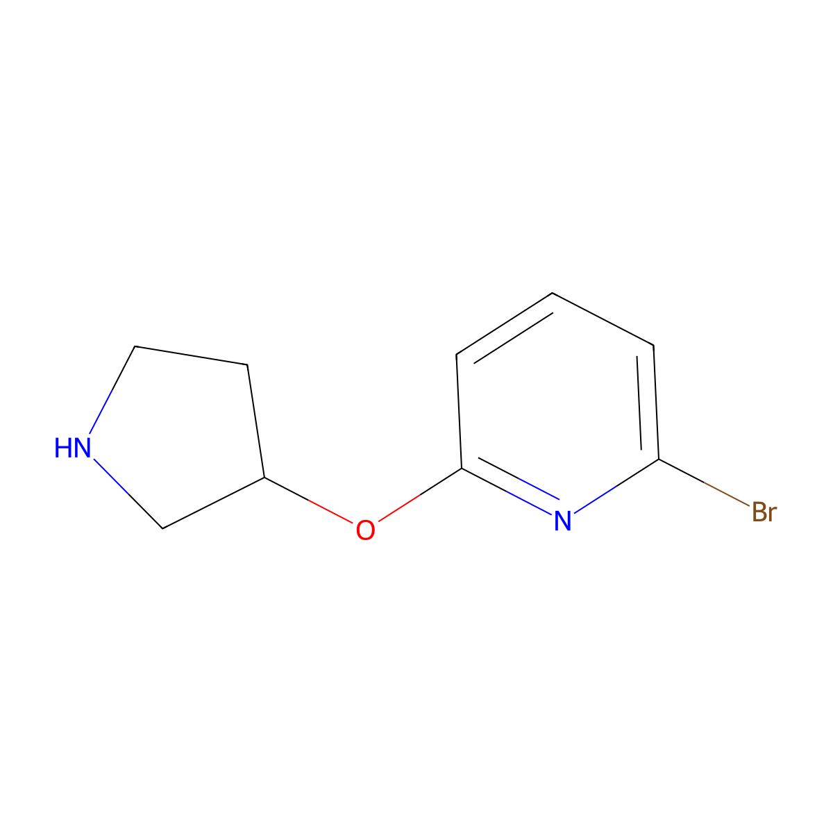 2-Bromo-6-(pyrrolidin-3-yloxy)pyridine molecular structure, CAS 1220173-72-7