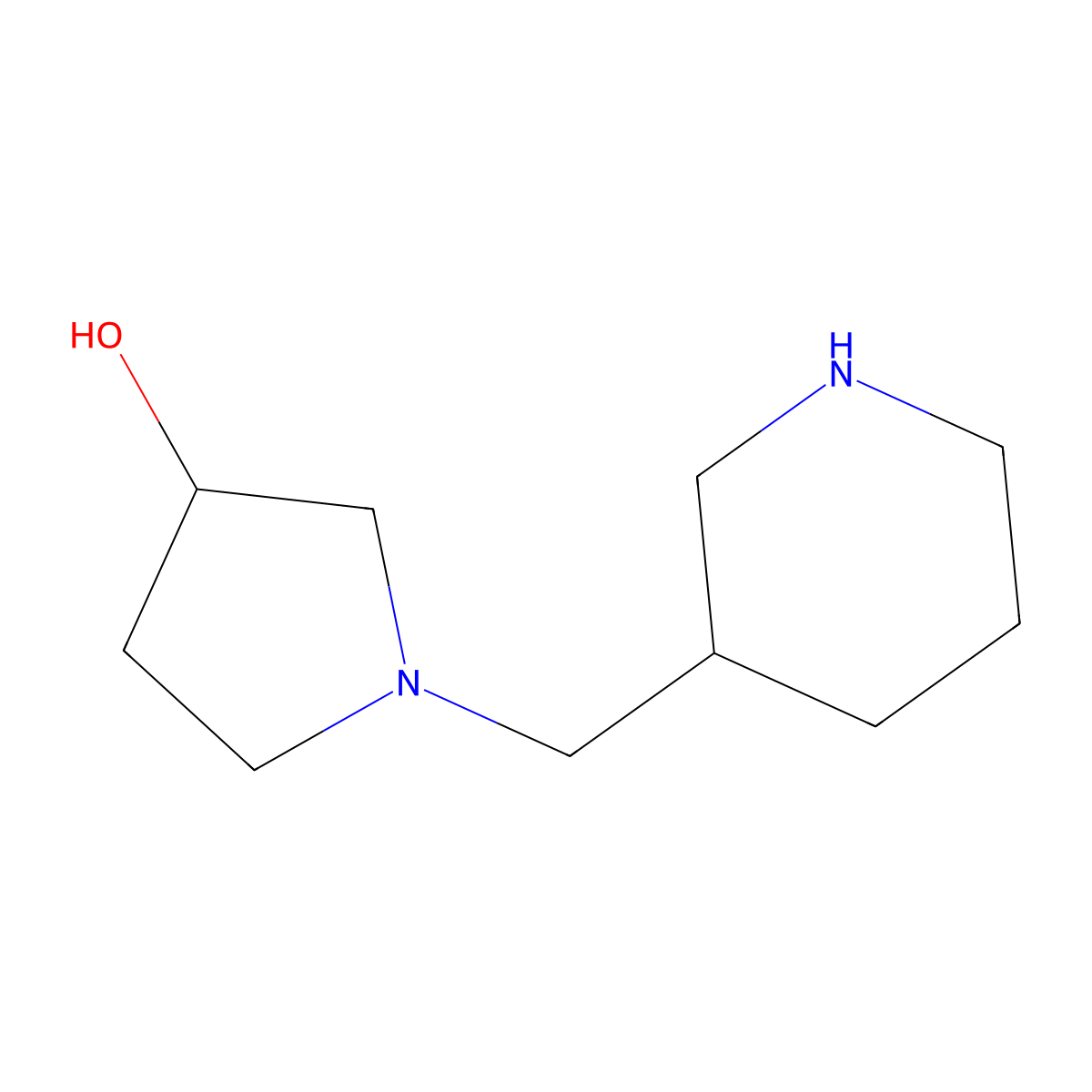 1-[(Piperidin-3-yl)methyl]pyrrolidin-3-ol molecular structure, CAS 1220173-99-8