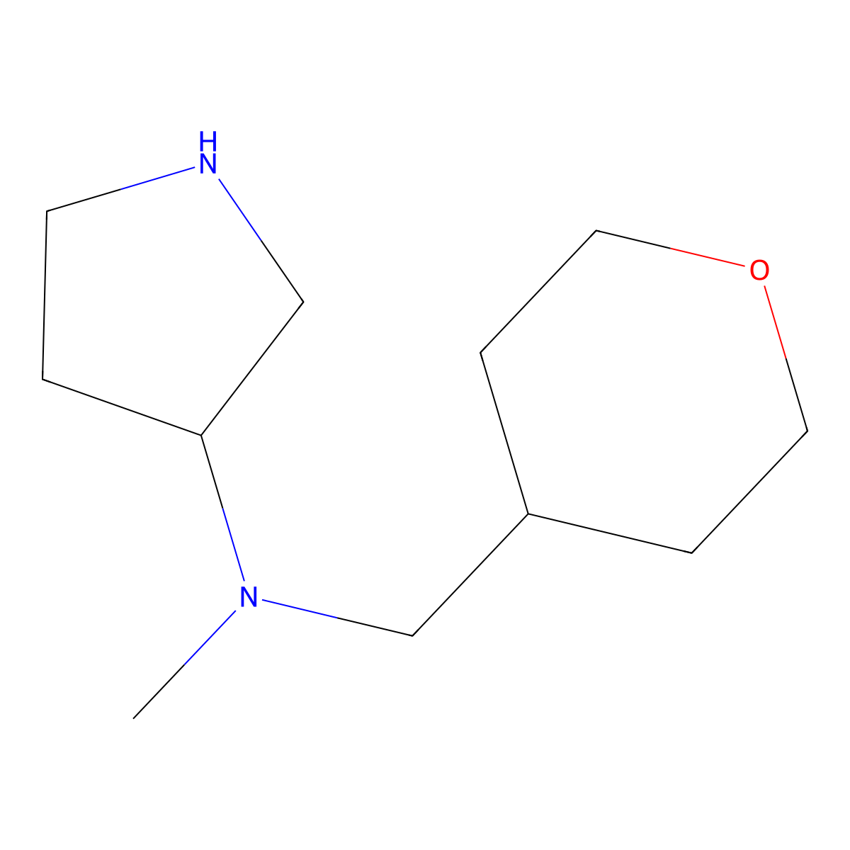N-Methyl-N-((tetrahydro-2H-pyran-4-yl)methyl)pyrrolidin-3-amine molecular structure, CAS 1220174-47-9