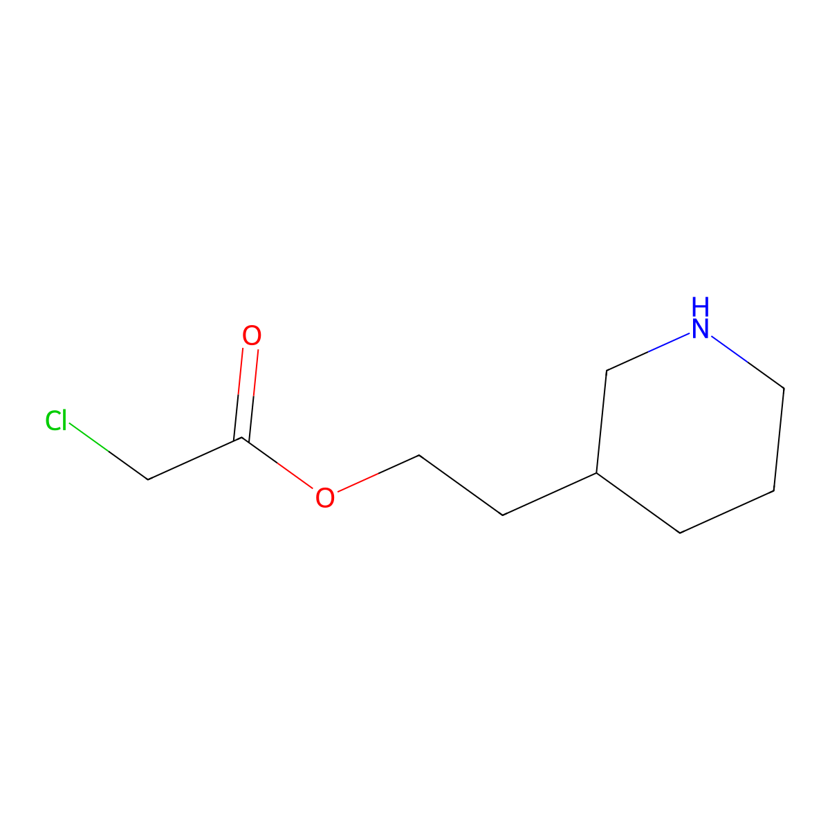 2-(3-Piperidinyl)ethyl 2-chloroacetate molecular structure, CAS 1220175-63-2