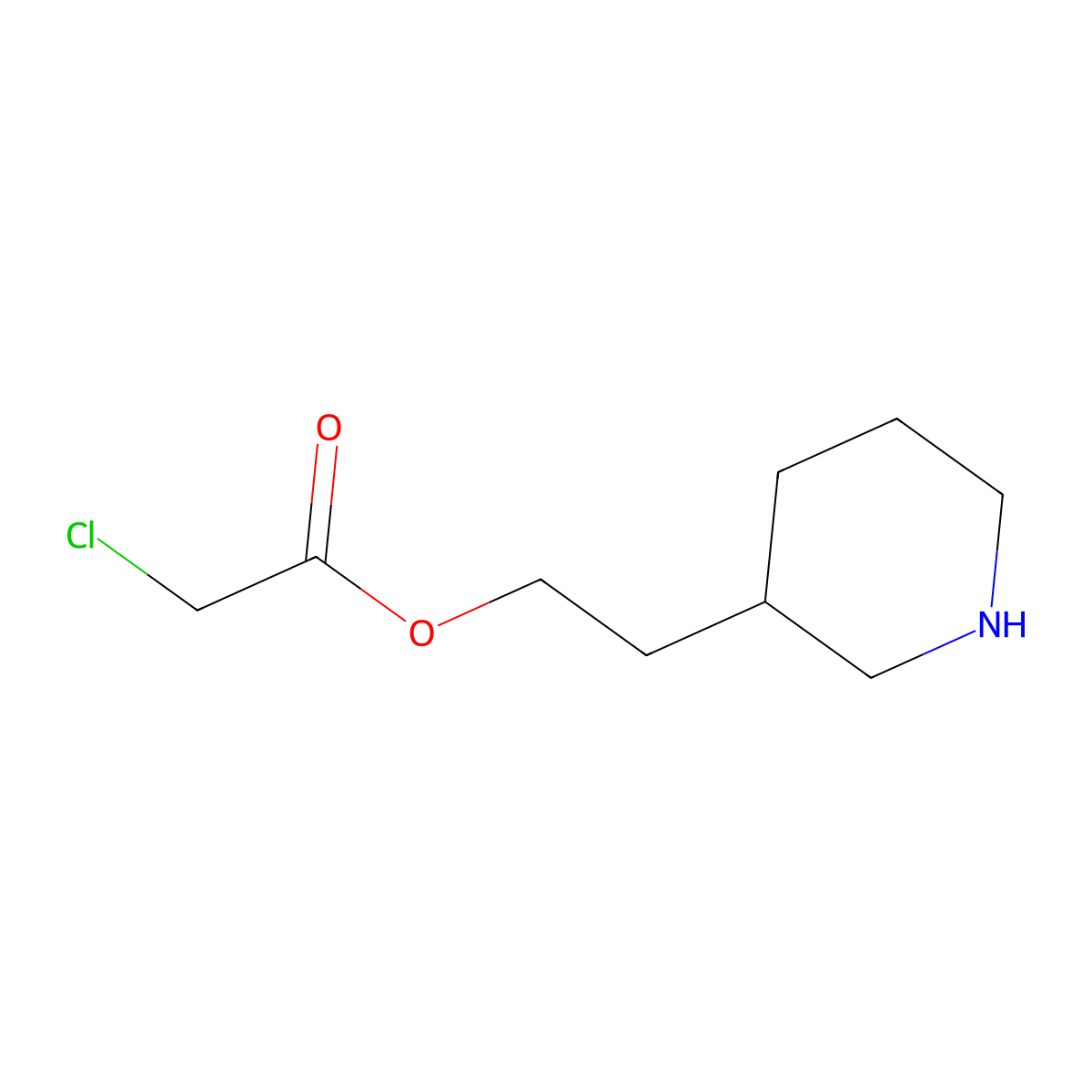 2-(3-Piperidinyl)ethyl 2-chloroacetate molecular structure, CAS 1220175-63-2