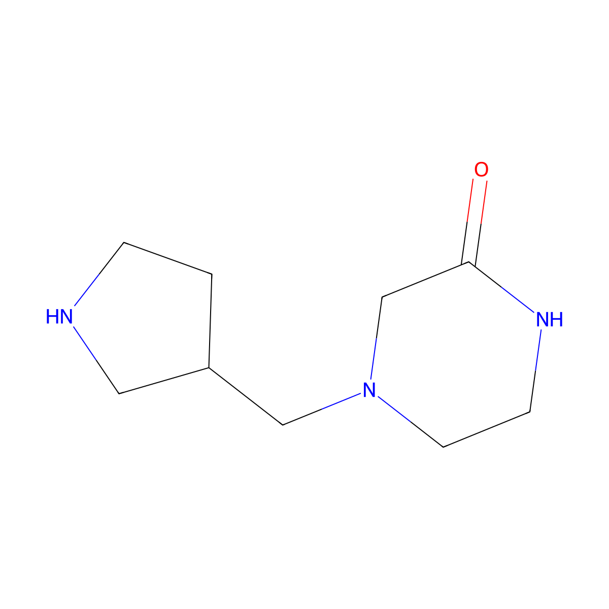 4-[(Pyrrolidin-3-yl)methyl]piperazin-2-one molecular structure, CAS 1220175-96-1