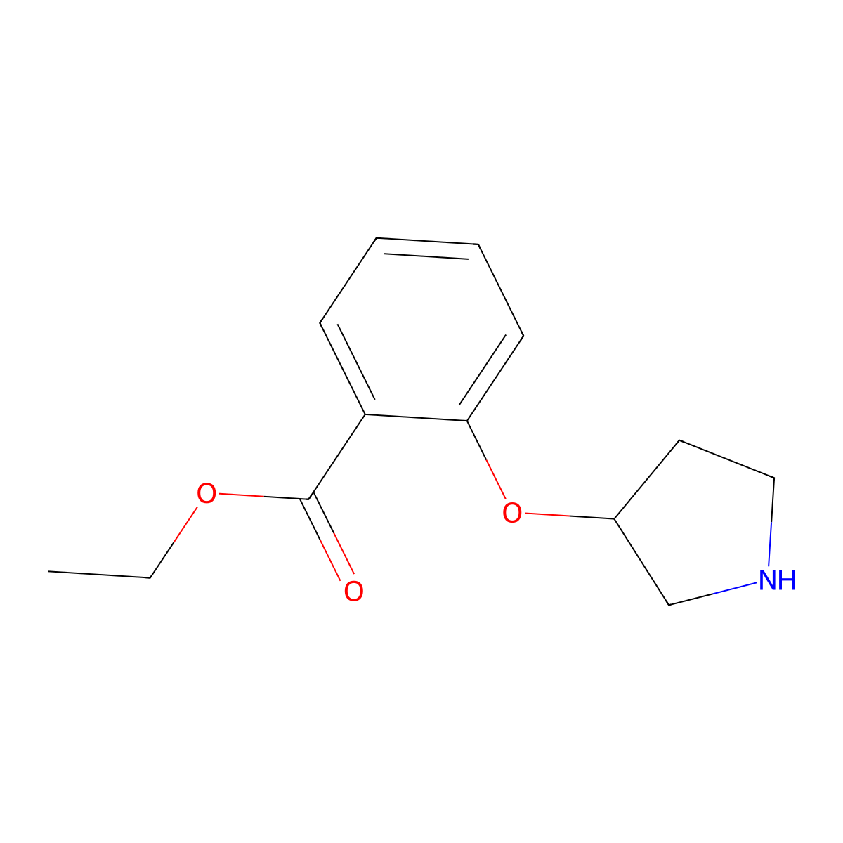 Ethyl 2-(pyrrolidin-3-yloxy)benzoate molecular structure, CAS 1220179-20-3