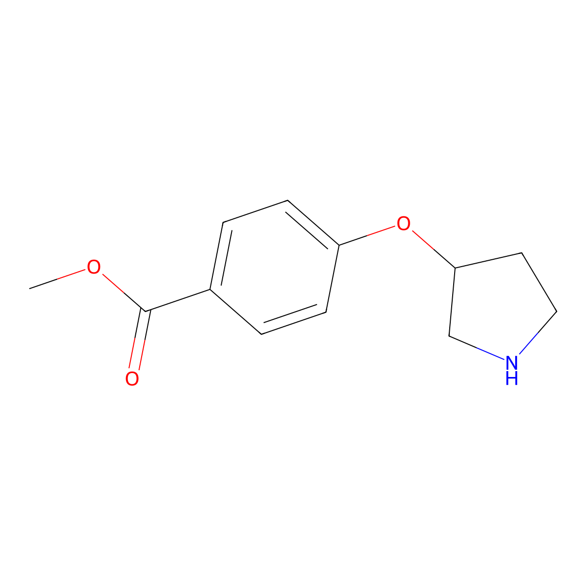 Methyl 4-(pyrrolidin-3-yloxy)benzoate molecular structure, CAS 1220179-48-5