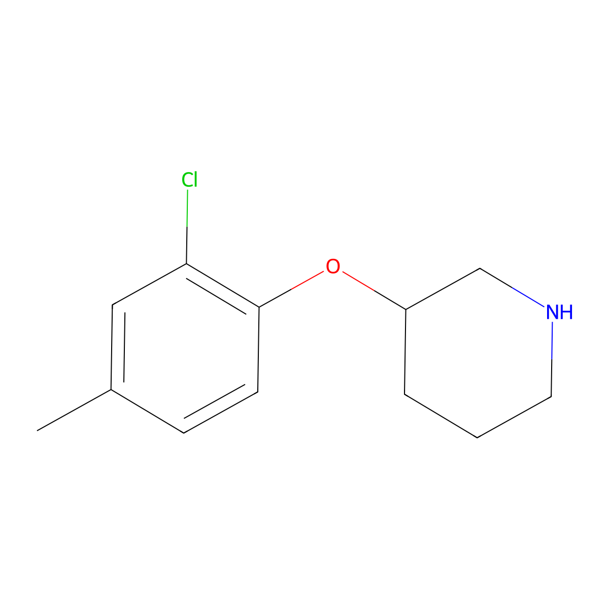 3-(2-Chloro-4-methylphenoxy)piperidine molecular structure, CAS 1220180-02-8