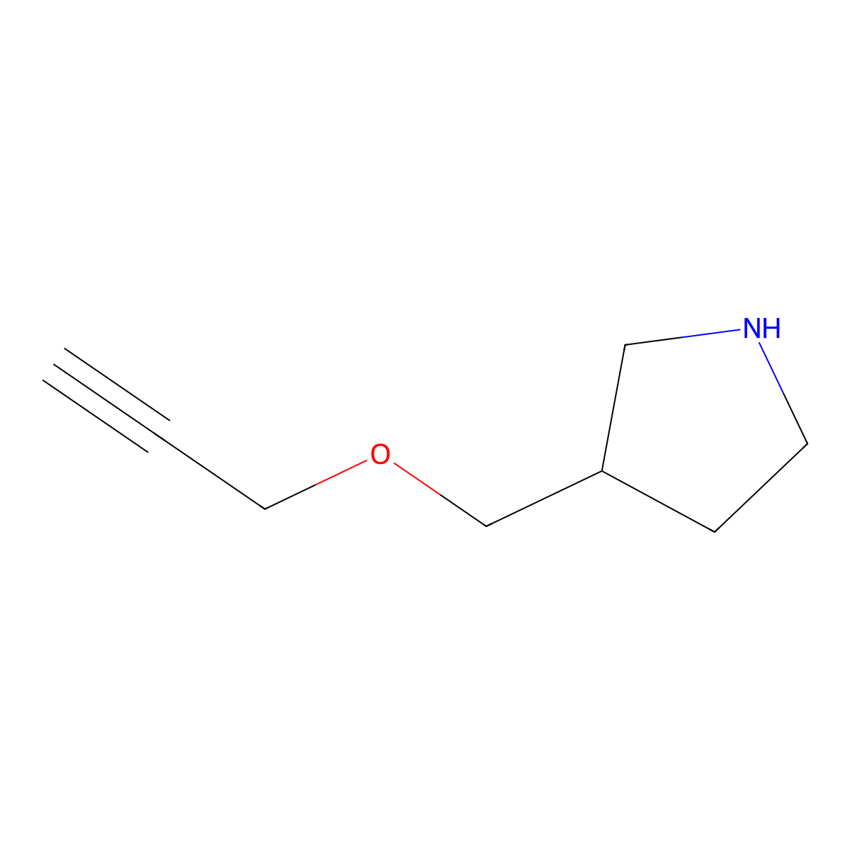 3-[(Prop-2-yn-1-yloxy)methyl]pyrrolidine molecular structure, CAS 1220180-20-0