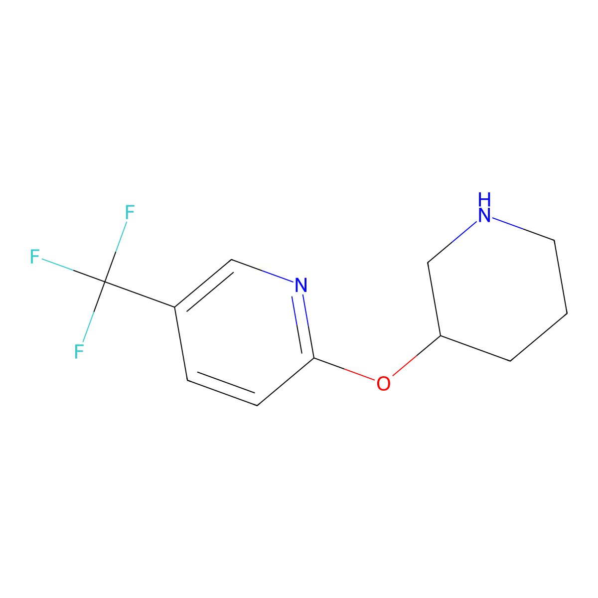 2-(Piperidin-3-yloxy)-5-(trifluoromethyl)pyridine molecular structure, CAS 1220180-47-1