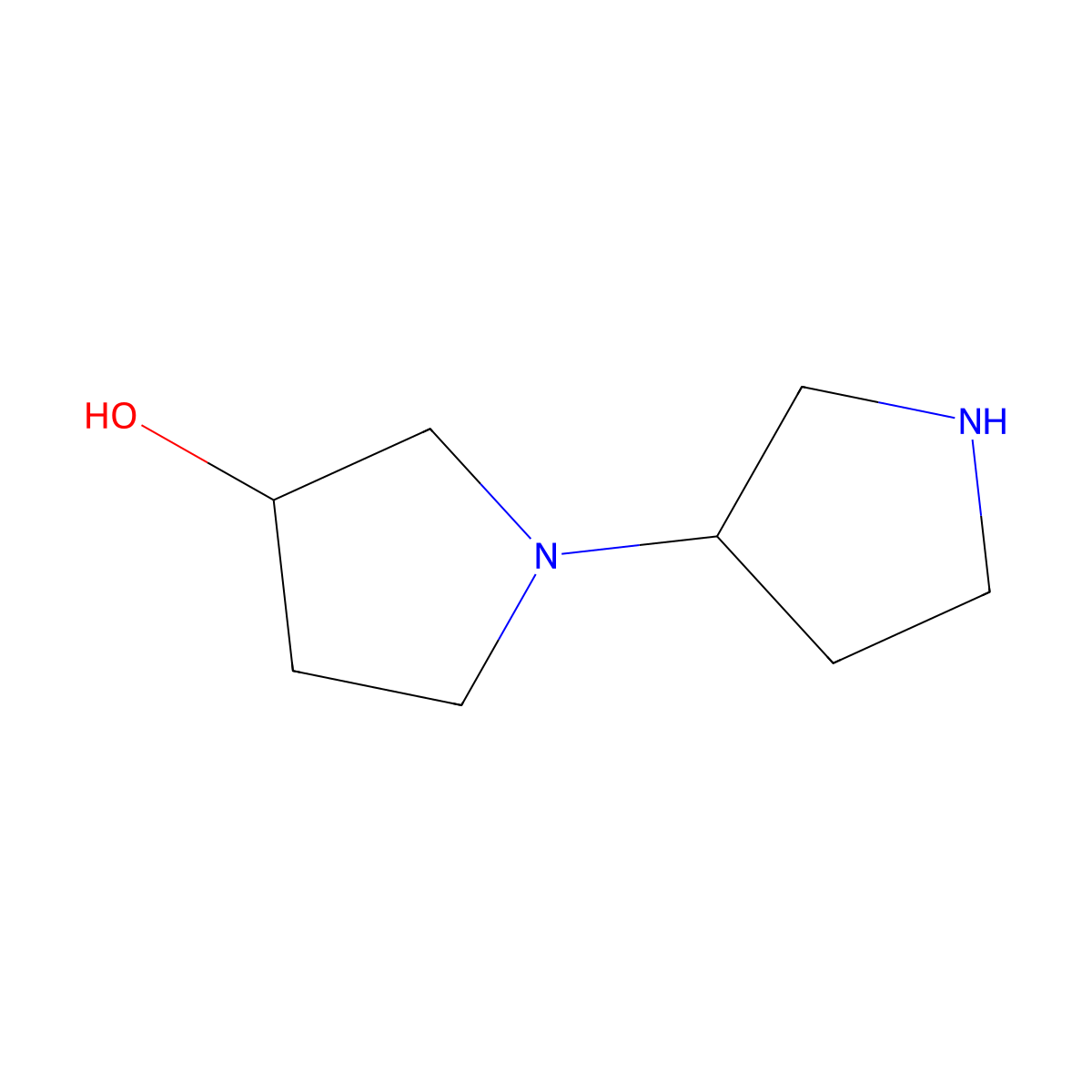 1-(Pyrrolidin-3-yl)pyrrolidin-3-ol molecular structure, CAS 1220180-90-4