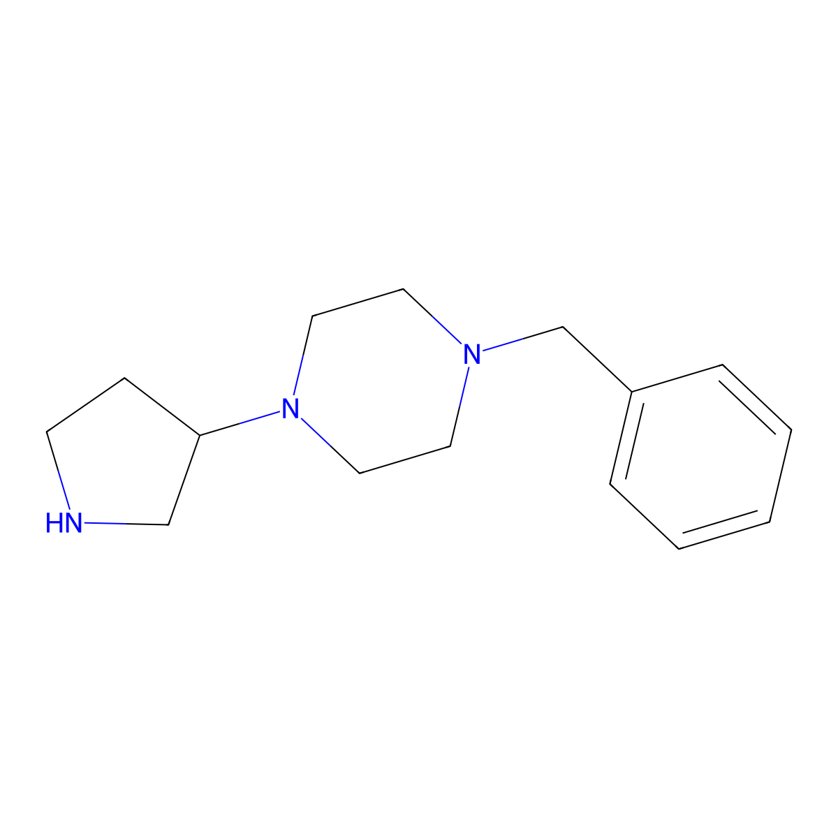 1-Benzyl-4-(pyrrolidin-3-yl)piperazine molecular structure, CAS 1220180-98-2