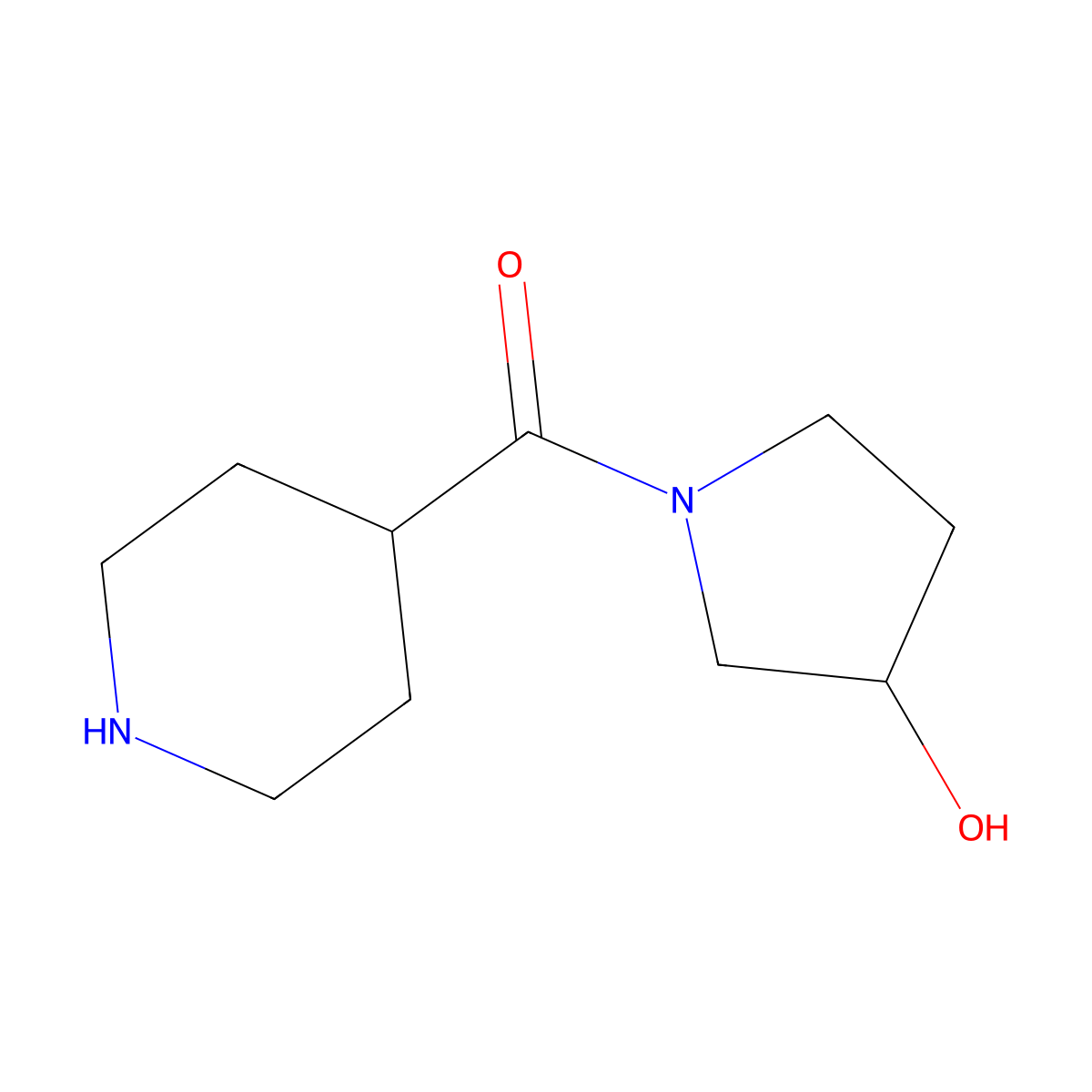 (3-Hydroxy-1-pyrrolidinyl)-4-piperidinylmethanone molecular structure, CAS 1220181-22-5