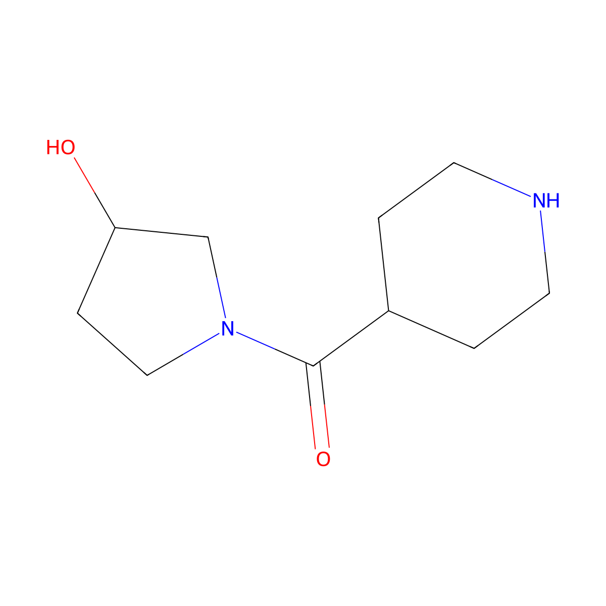 (3-Hydroxy-1-pyrrolidinyl)-4-piperidinylmethanone molecular structure, CAS 1220181-22-5