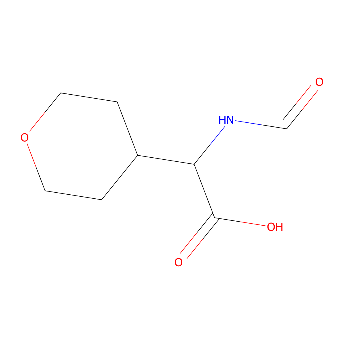 2-Formamido-2-(oxan-4-yl)acetic acid molecular structure, CAS 1220183-00-5