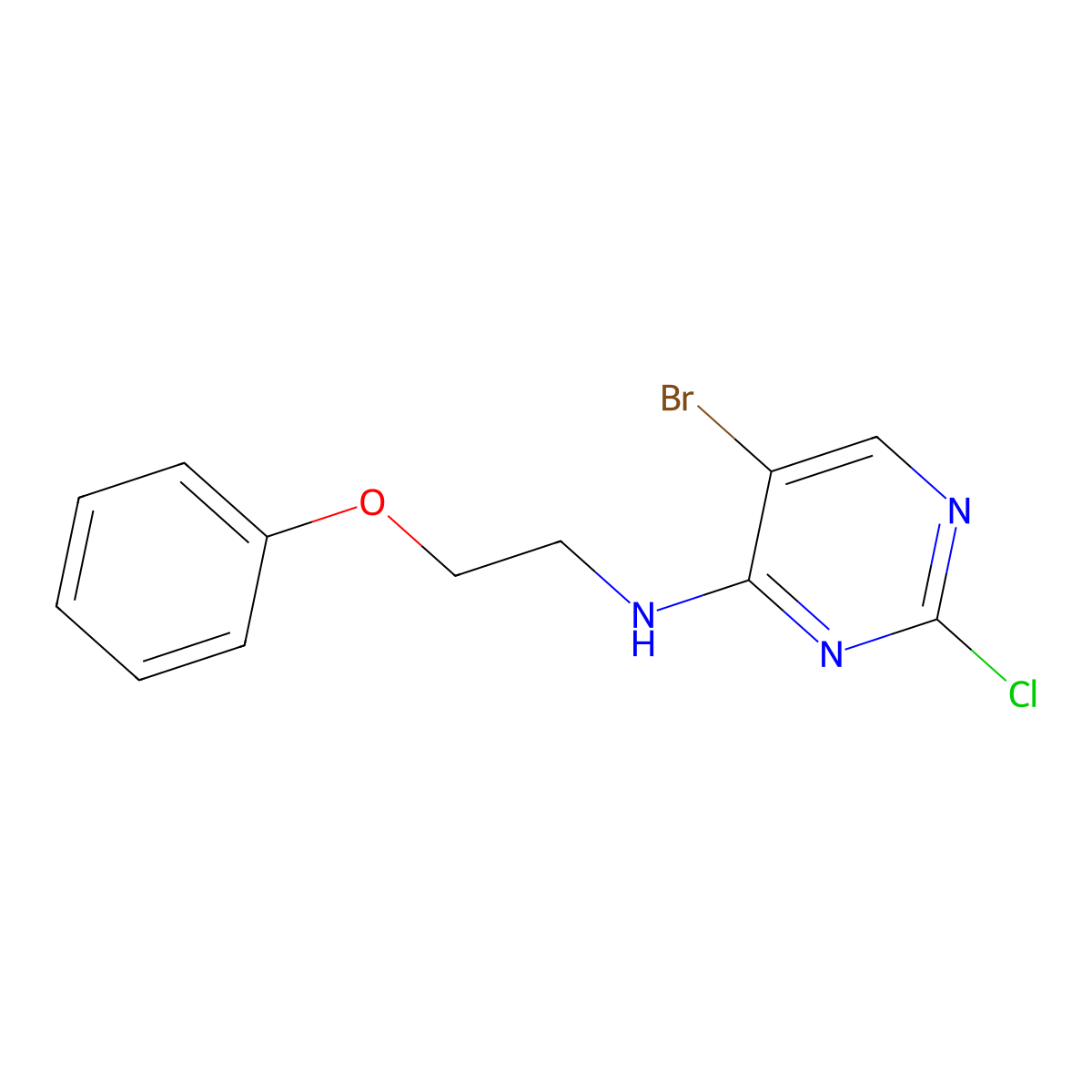 5-bromo-2-chloro-N-(2-phenoxyethyl)pyrimidin-4-amine molecular structure, CAS 1220188-47-5
