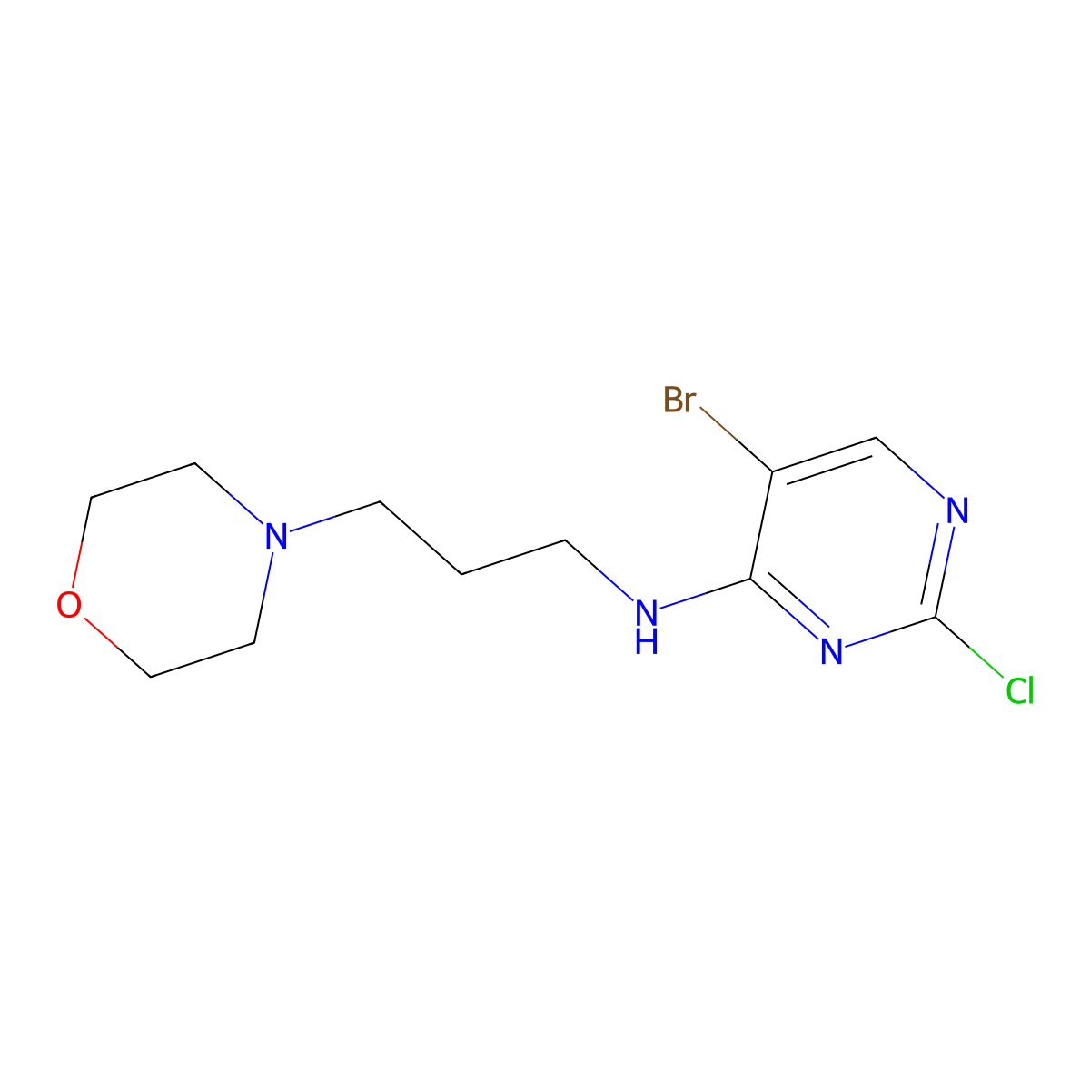 5-bromo-2-chloro-N-(3-morpholin-4-ylpropyl)pyrimidin-4-amine molecular structure, CAS 1220188-48-6