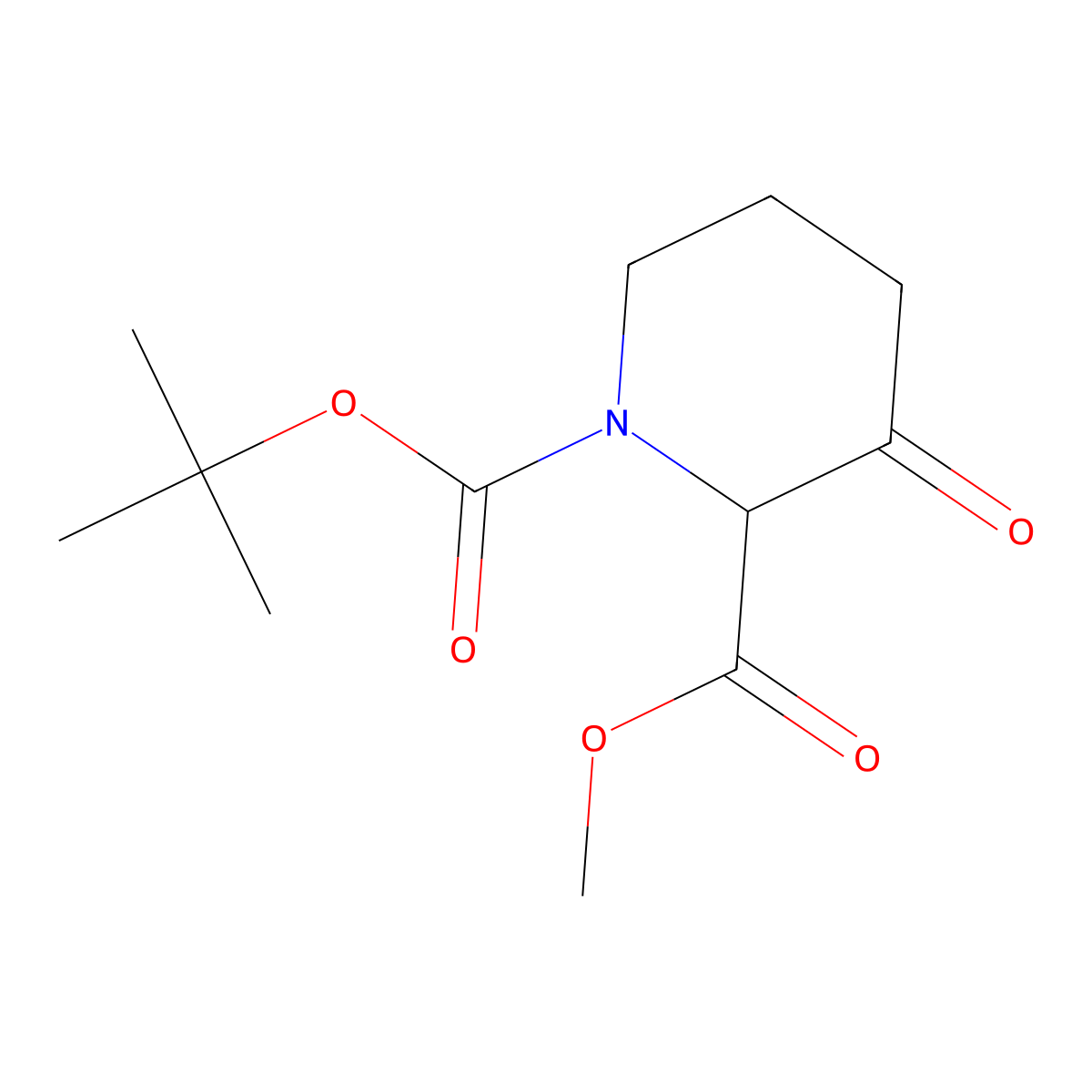1-tert-Butyl 2-methyl 3-oxopiperidine-1,2-dicarboxylate molecular structure, CAS 122019-53-8