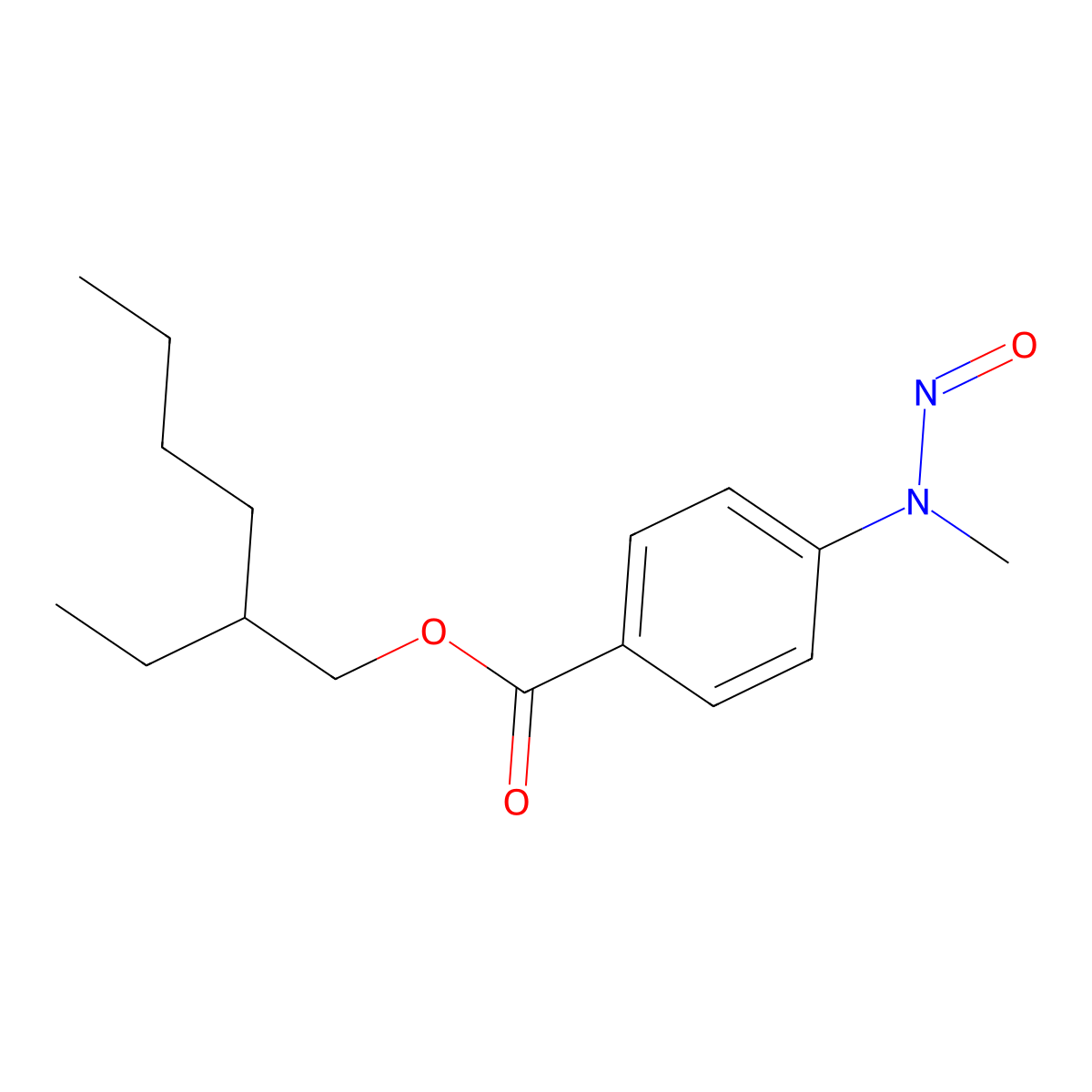 2-Ethylhexyl 4-(N-methyl-N-nitrosamino) benzoate molecular structure, CAS 122021-01-6