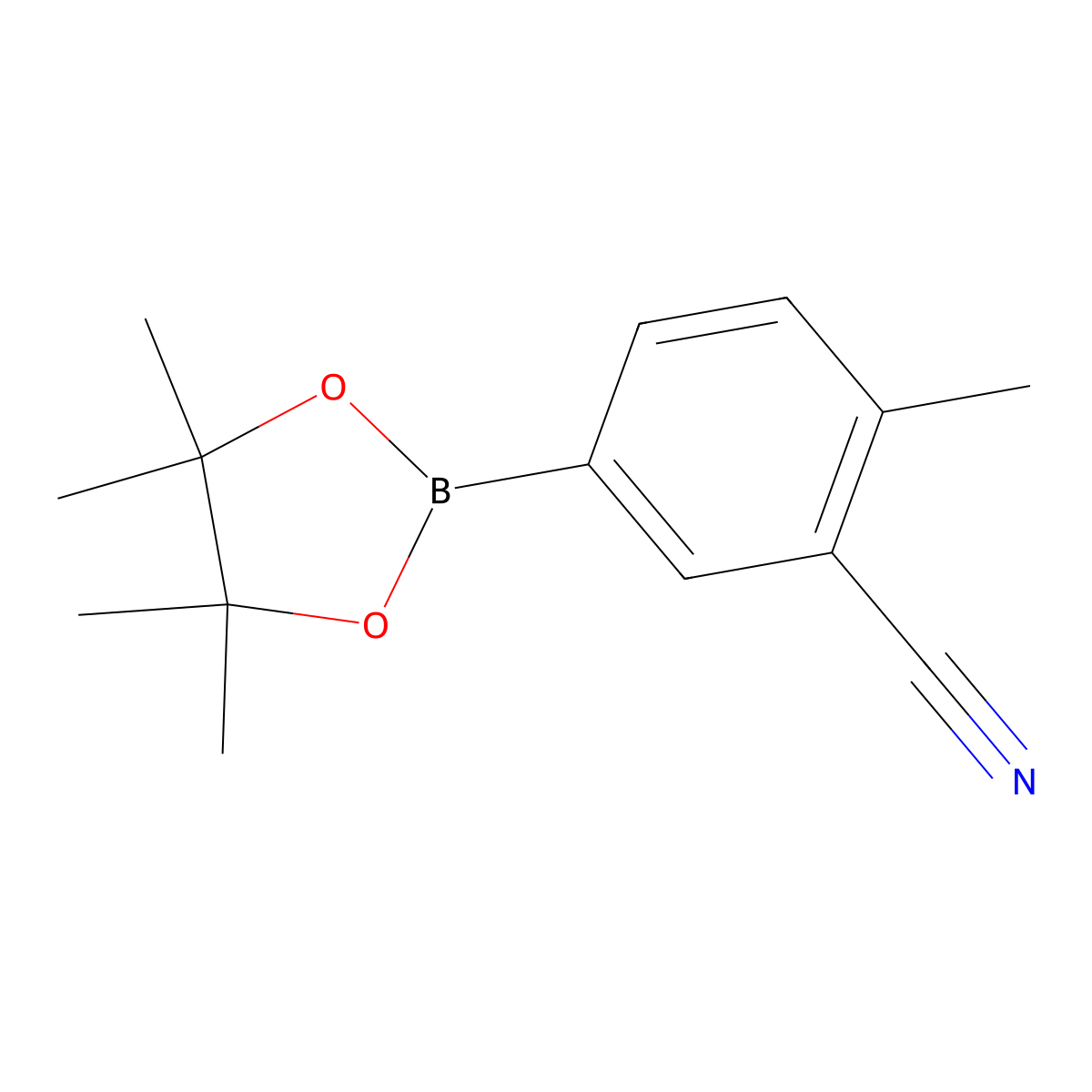 2-Methyl-5-(4,4,5,5-tetramethyl-1,3,2-dioxaborolan-2-yl)benzonitrile molecular structure, CAS 1220219-11-3