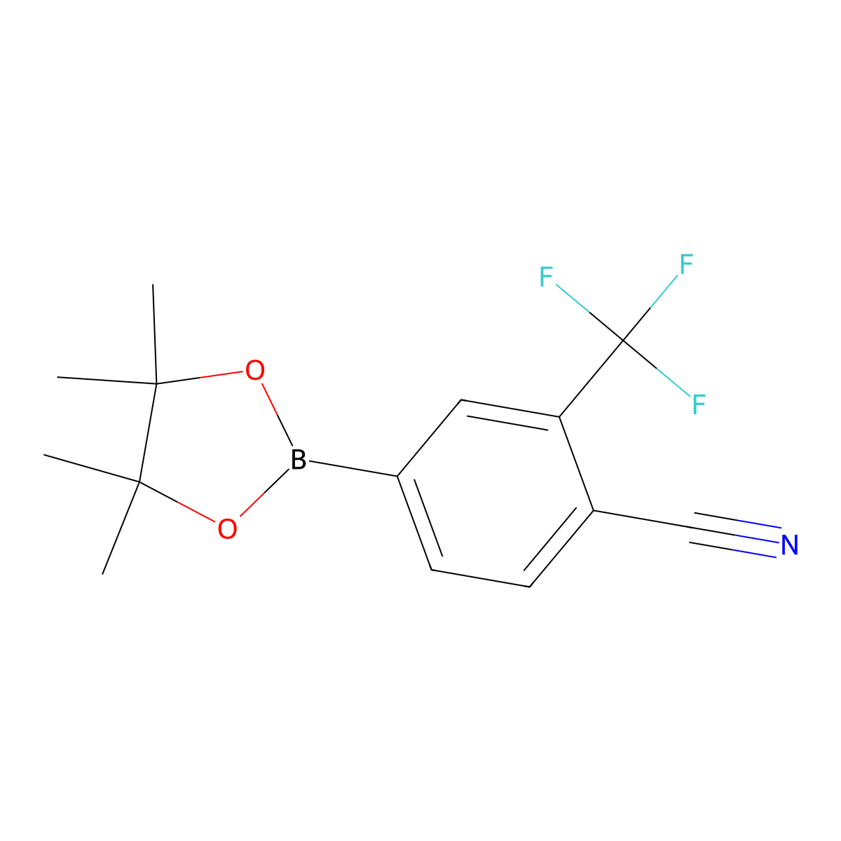 4-(4,4,5,5-Tetramethyl-1,3,2-dioxaborolan-2-yl)-2-(trifluoromethyl)benzonitrile molecular structure, CAS 1220219-16-8