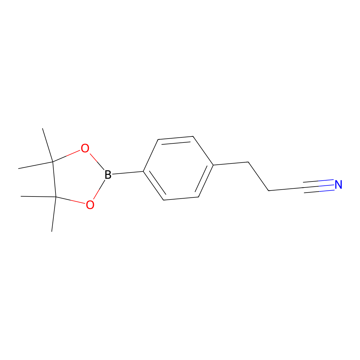 3-[4-(4,4,5,5-Tetramethyl-1,3,2-dioxaborolan-2-yl)phenyl]propanenitrile molecular structure, CAS 1220219-19-1
