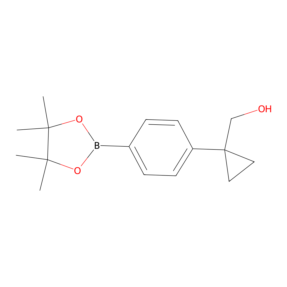 {1-[4-(Tetramethyl-1,3,2-dioxaborolan-2-yl)phenyl]cyclopropyl}methanol molecular structure, CAS 1220219-36-2