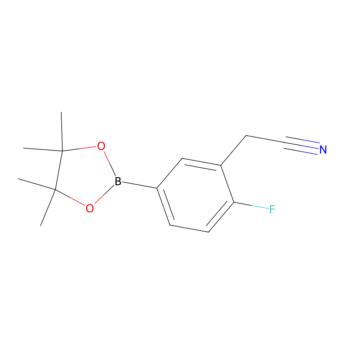 2-Fluoro-5-(4,4,5,5-tetramethyl-1,3,2-dioxaborolan-2-yl)benzeneacetonitrile molecular structure, CAS 1220219-51-1