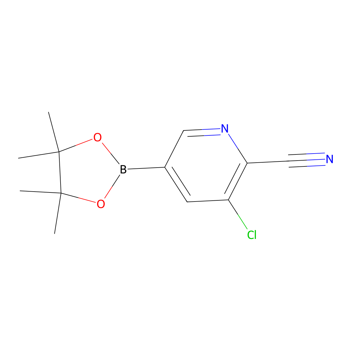 3-Chloro-5-(4,4,5,5-tetramethyl-1,3,2-dioxaborolan-2-YL)picolinonitrile molecular structure, CAS 1220219-63-5