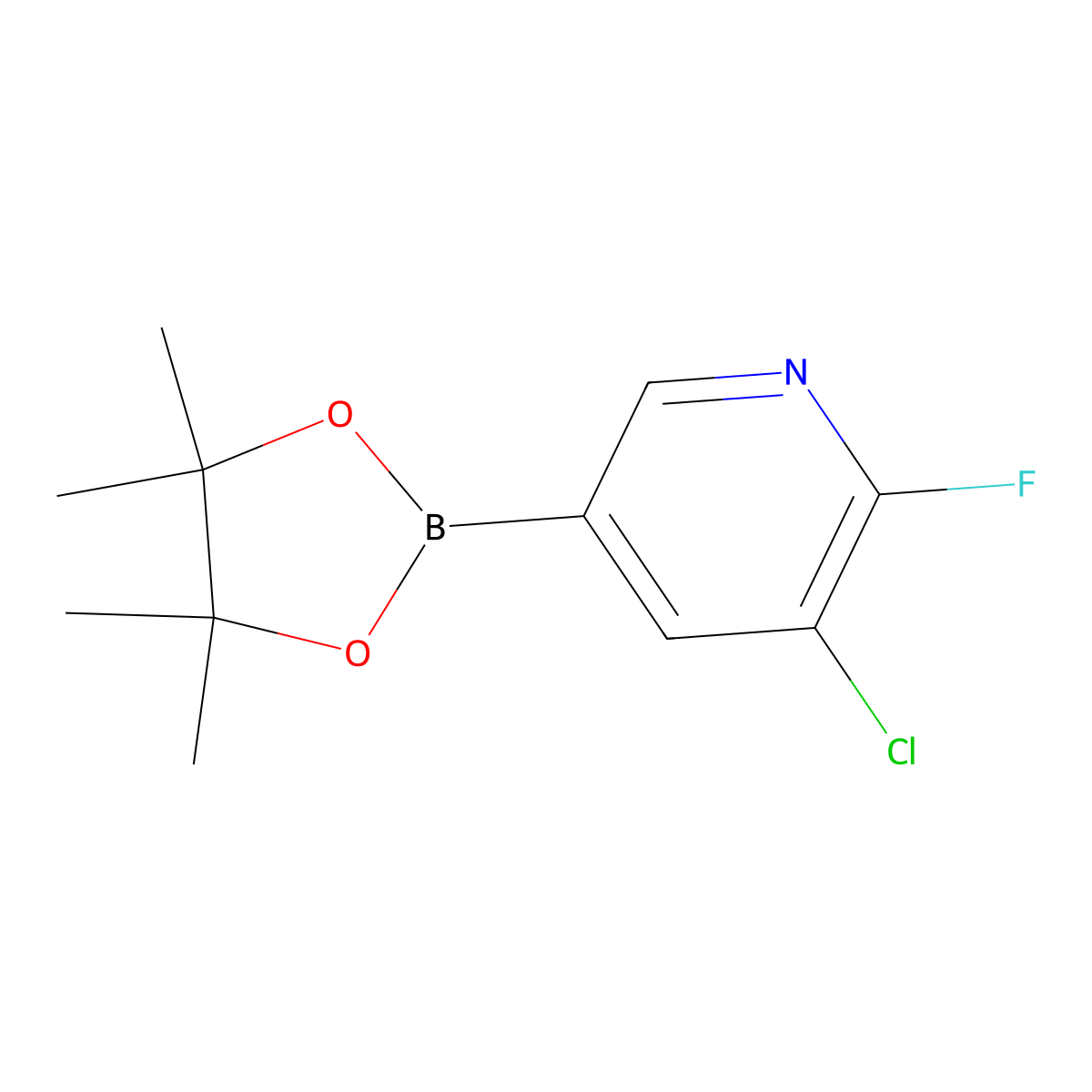 3-Chloro-2-fluoro-5-(4,4,5,5-tetramethyl-1,3,2-dioxaborolan-2-yl)pyridine molecular structure, CAS 1220219-73-7