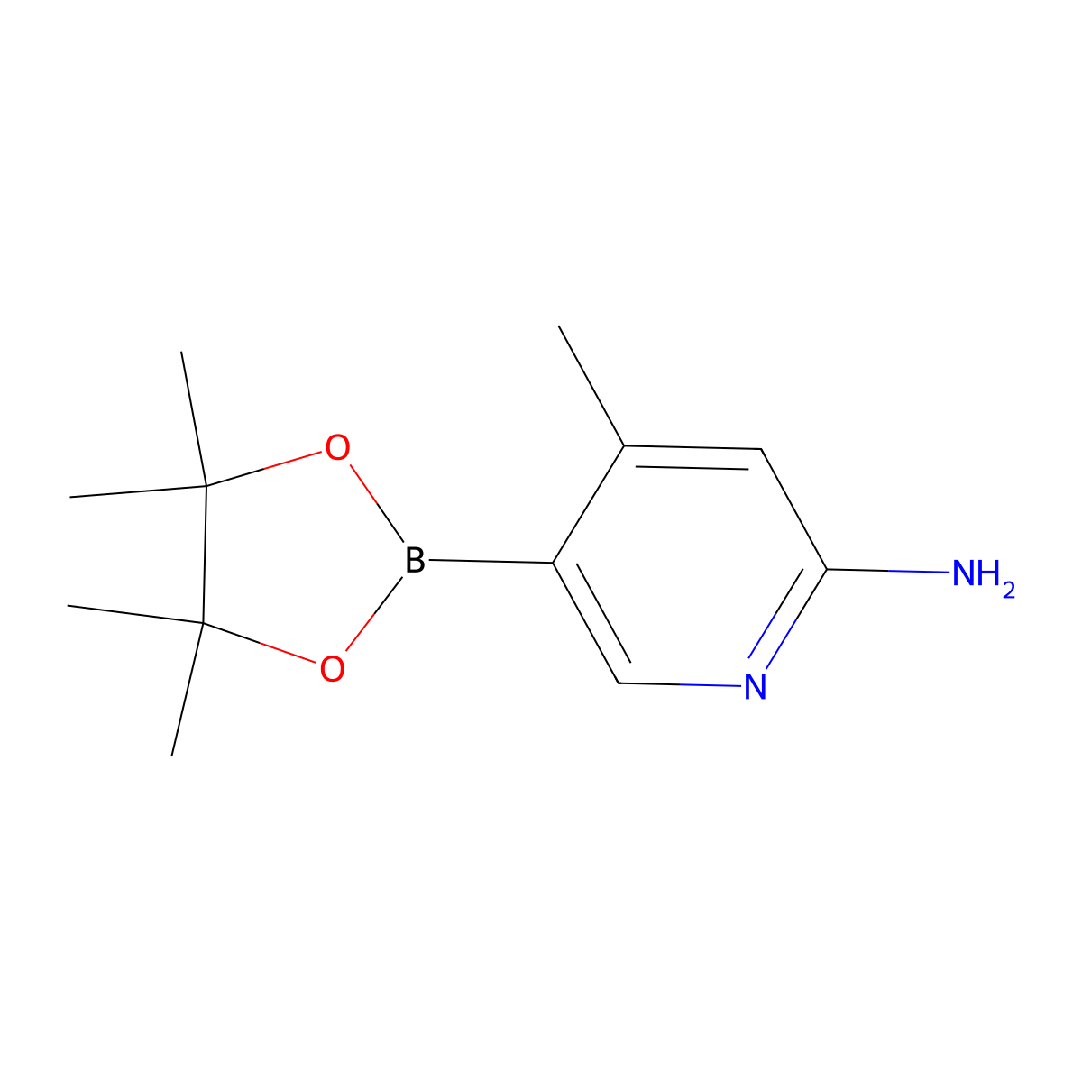 4-Methyl-5-(4,4,5,5-tetramethyl-1,3,2-dioxaborolan-2-YL)pyridin-2-amine molecular structure, CAS 1220219-94-2