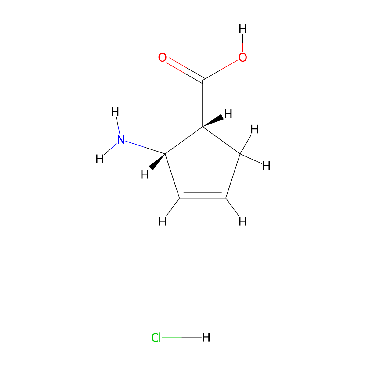 Cis-2-aminocyclopent-3-enecarboxylic acid hydrochloride molecular structure, CAS 122022-92-8