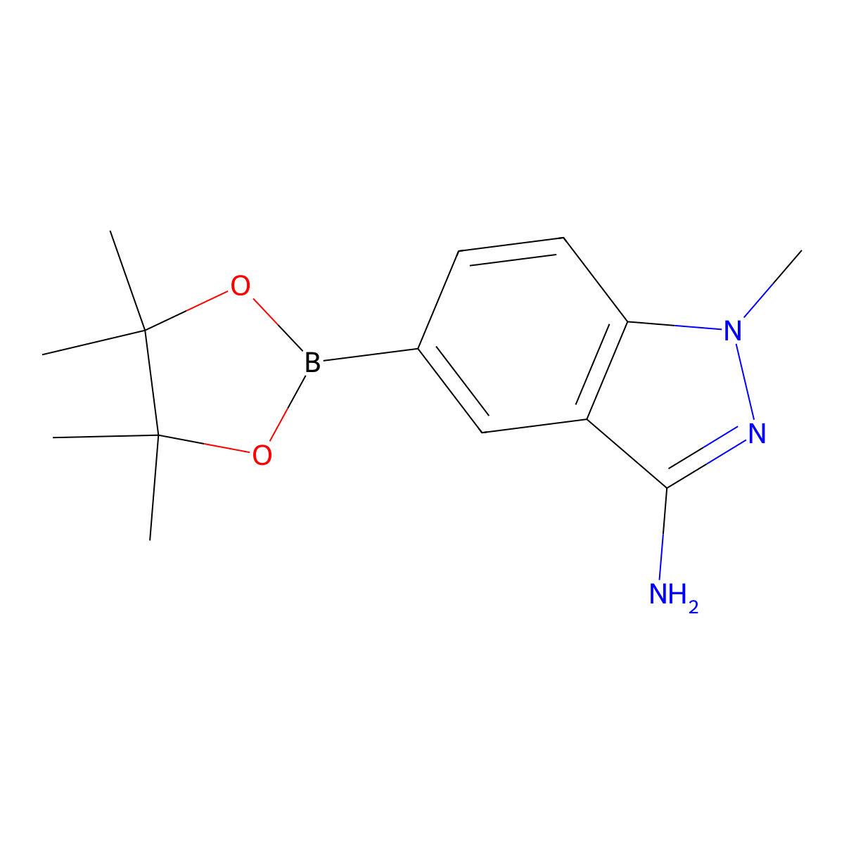 1-Methyl-5-(4,4,5,5-tetramethyl-1,3,2-dioxaborolan-2-yl)-1h-indazol-3-amine molecular structure, CAS 1220220-18-7