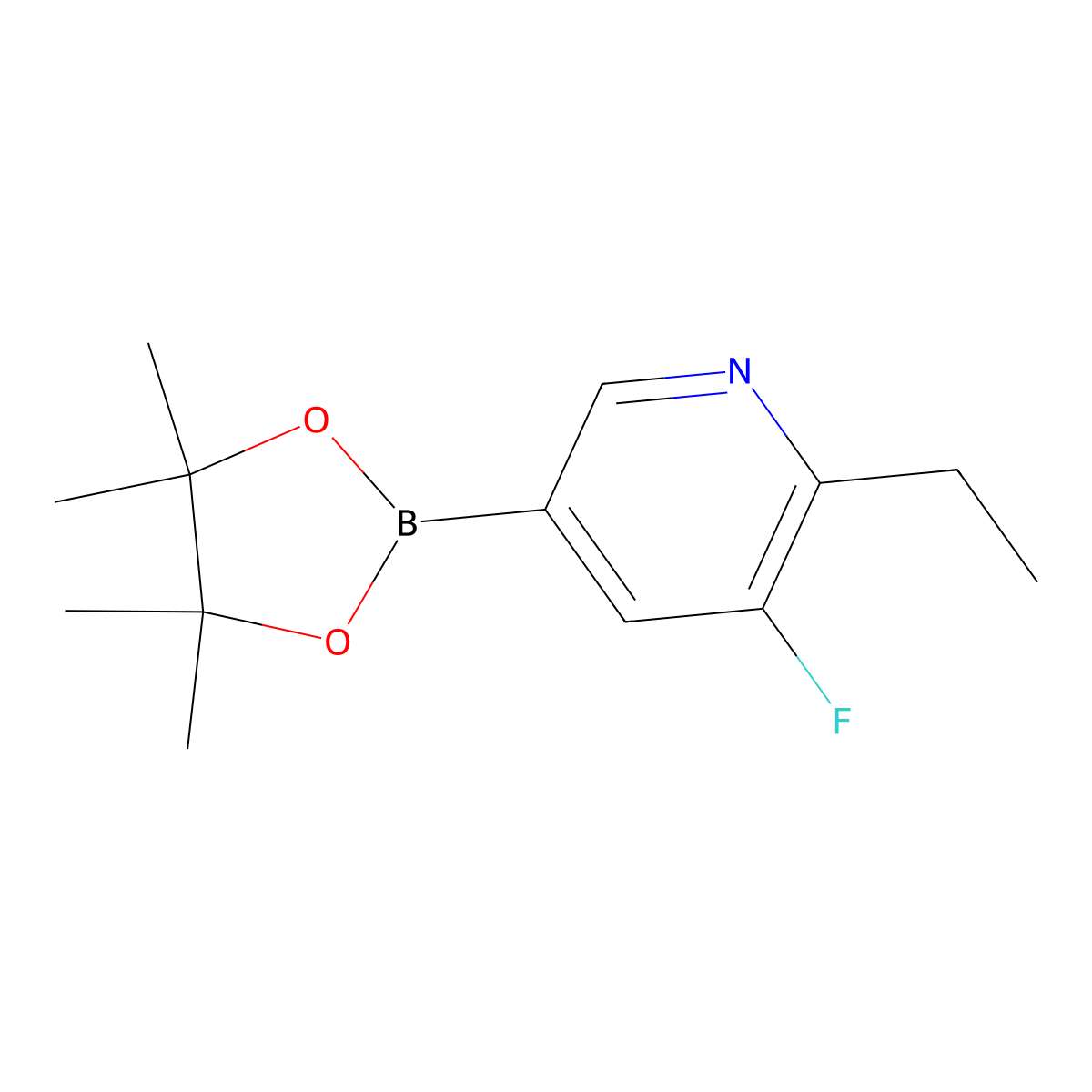 2-Ethyl-3-fluoro-5-(4,4,5,5-tetramethyl-1,3,2-dioxaborolan-2-yl)pyridine molecular structure, CAS 1220220-23-4