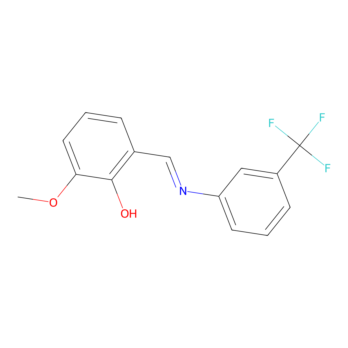 2-methoxy-6-((E)-{[3-(trifluoromethyl)phenyl]imino}methyl)phenol molecular structure, CAS 1220247-61-9