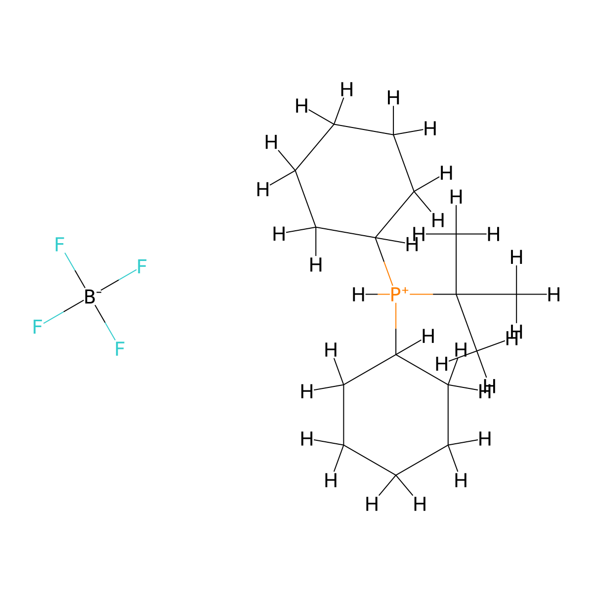 tert-Butyldicyclohexylphosphonium tetrafluoroborate molecular structure, CAS 1220349-00-7