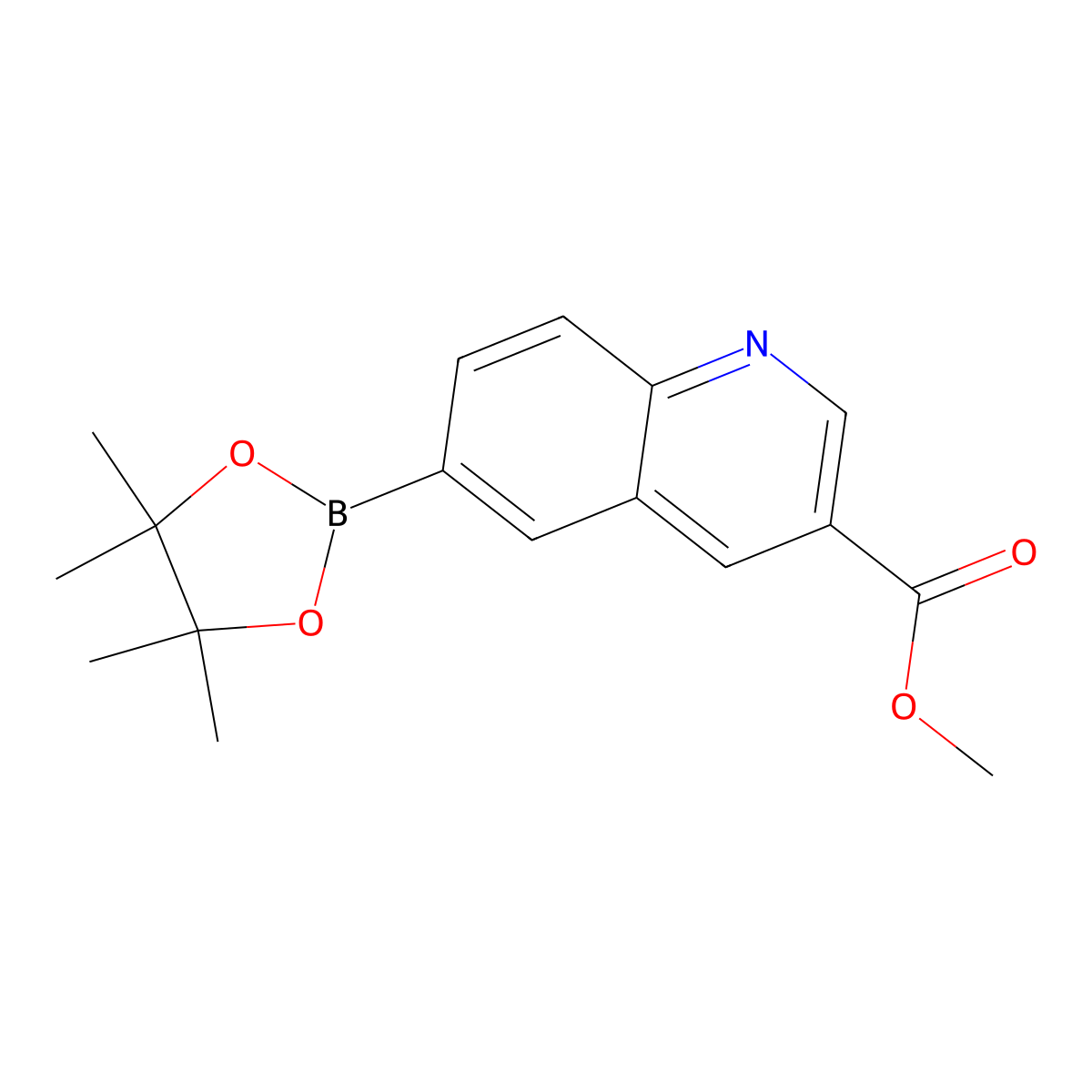 Methyl 6-(4,4,5,5-tetramethyl-1,3,2-dioxaborolan-2-yl)quinoline-3-carboxylate molecular structure, CAS 1220418-81-4