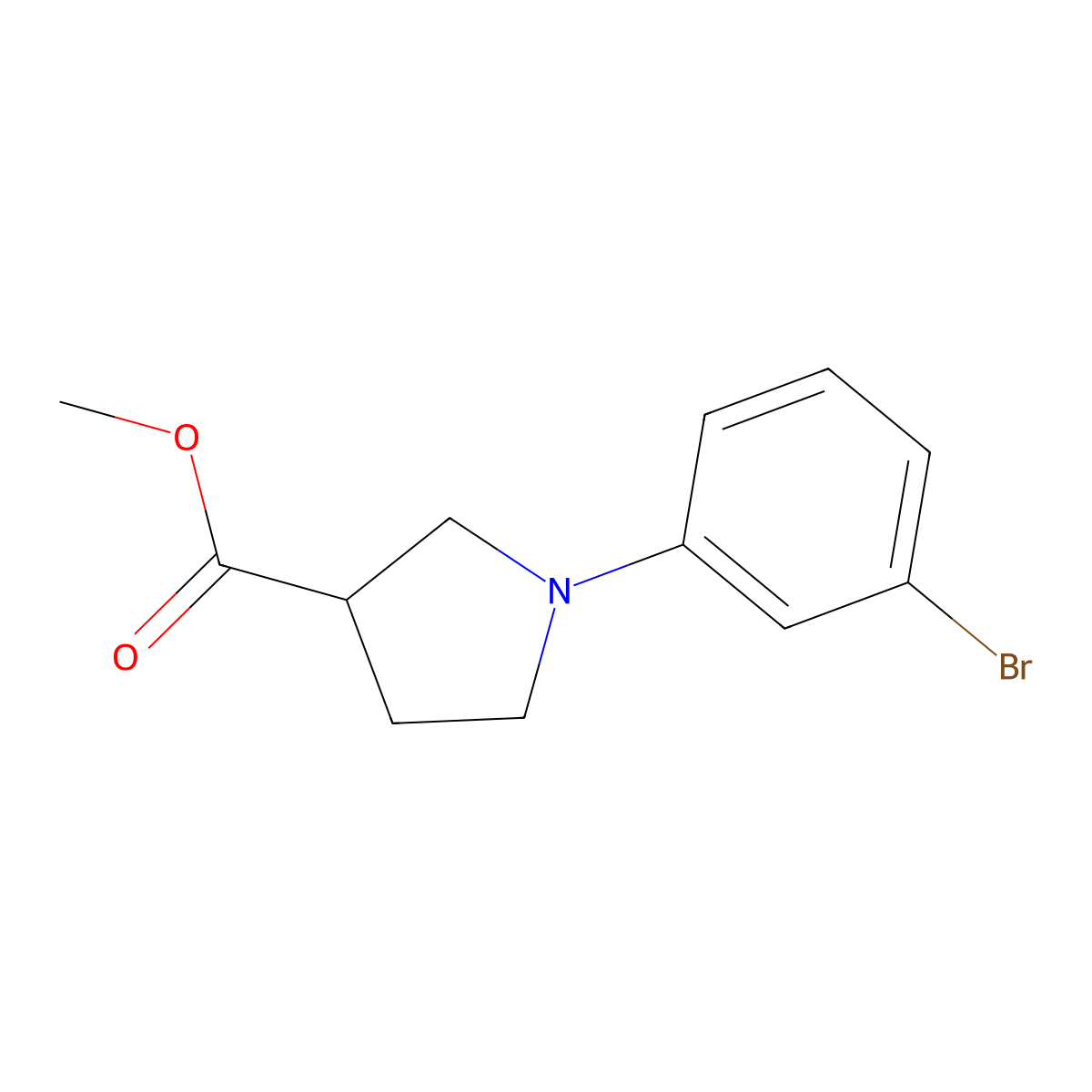 Methyl 1-(3-bromophenyl)pyrrolidine-3-carboxylate molecular structure, CAS 1220419-91-9