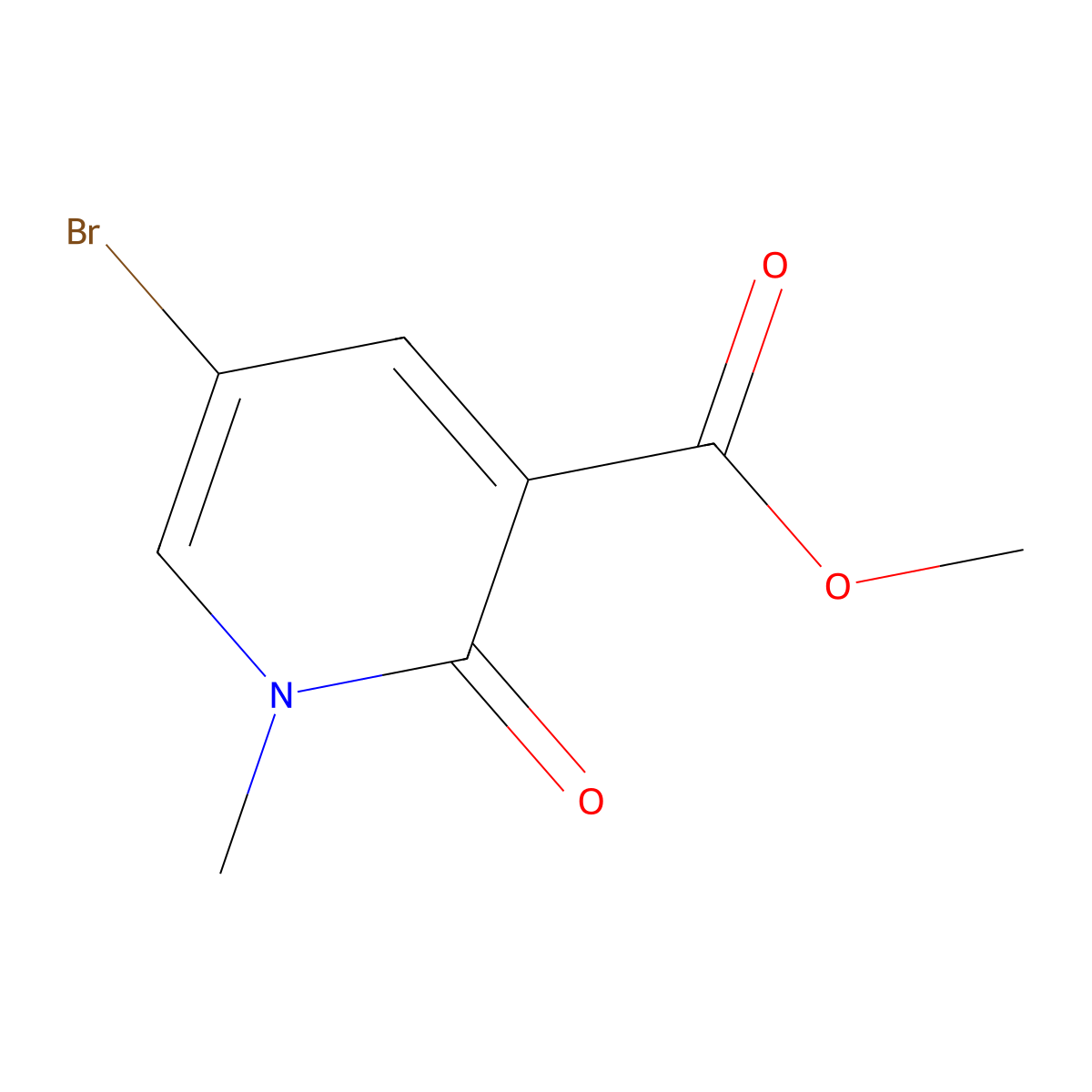 Methyl 5-bromo-1-methyl-2-oxo-1,2-dihydropyridine-3-carboxylate molecular structure, CAS 1220422-00-3