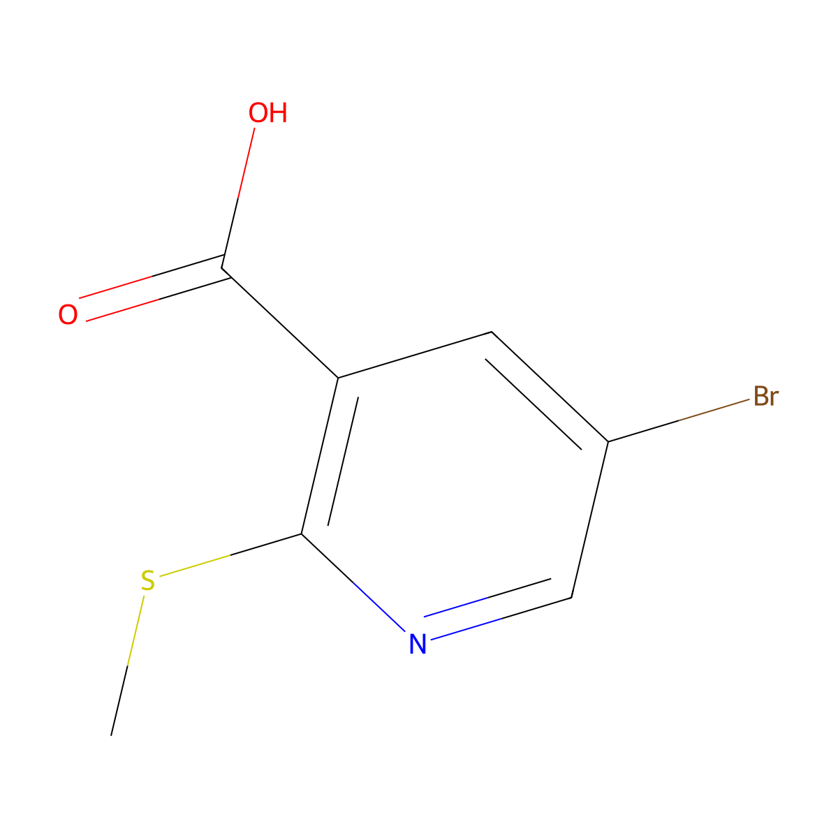 5-Bromo-2-(methylthio)nicotinic acid molecular structure, CAS 1220422-10-5