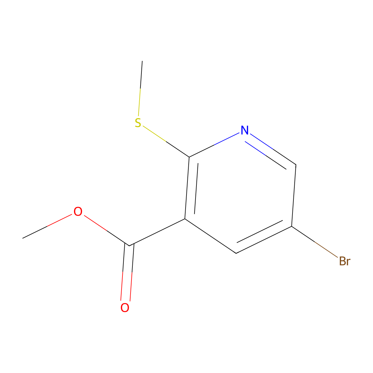 Methyl 5-bromo-2-(methylsulfanyl)pyridine-3-carboxylate molecular structure, CAS 1220422-12-7
