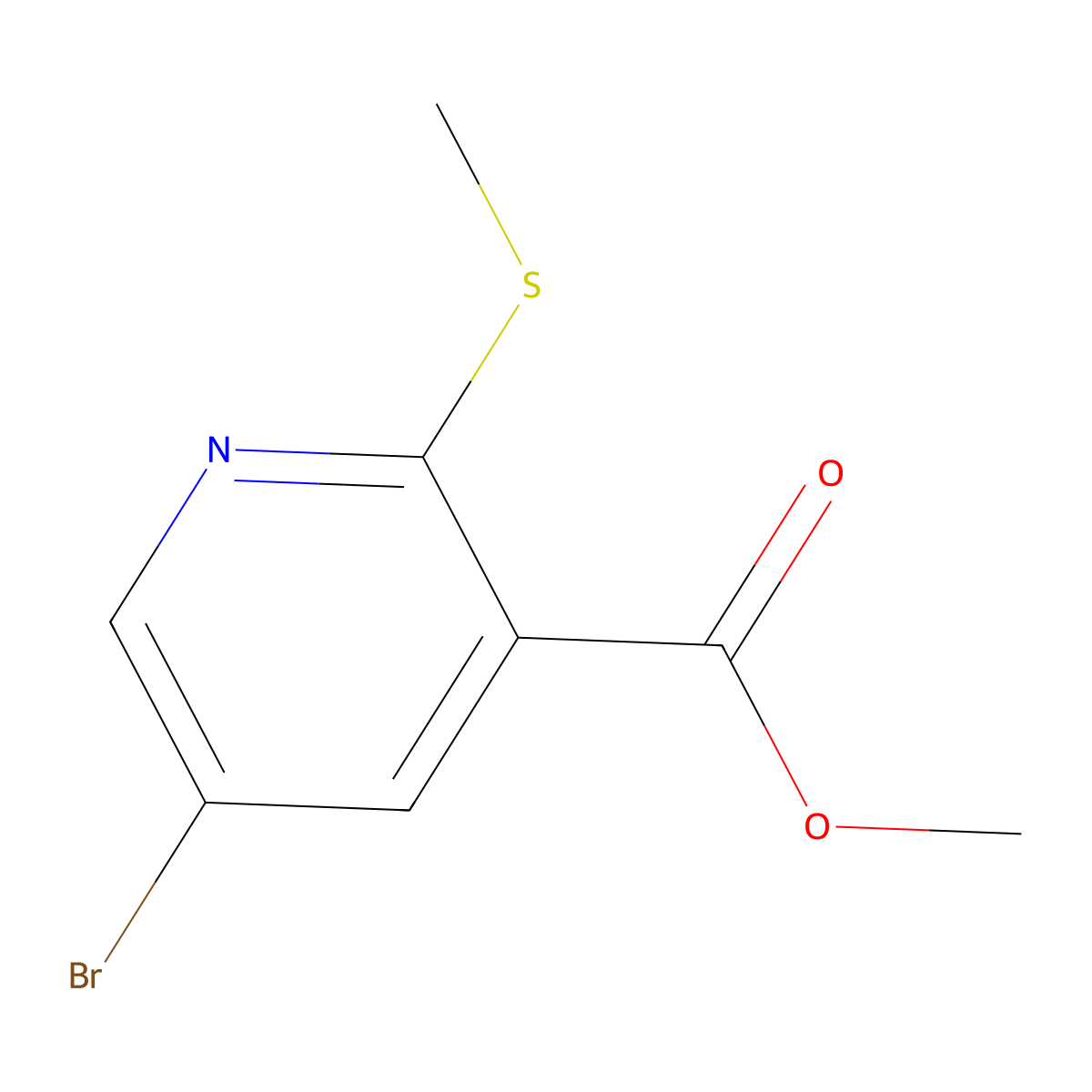 Methyl 5-bromo-2-(methylsulfanyl)pyridine-3-carboxylate molecular structure, CAS 1220422-12-7
