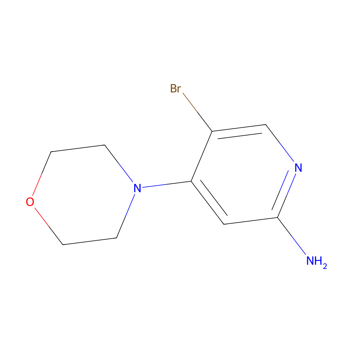 5-Bromo-4-(morpholin-4-yl)pyridin-2-amine molecular structure, CAS 1220423-55-1