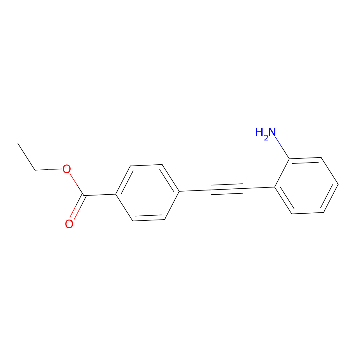 Ethyl 4-[2-(2-aminophenyl)ethynyl]benzoate molecular structure, CAS 1220451-71-7