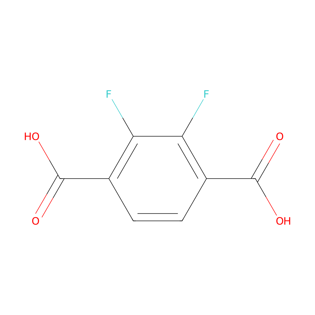 2,3-Difluoro-1,4-benzenedicarboxylic acid molecular structure, CAS 1220509-29-4