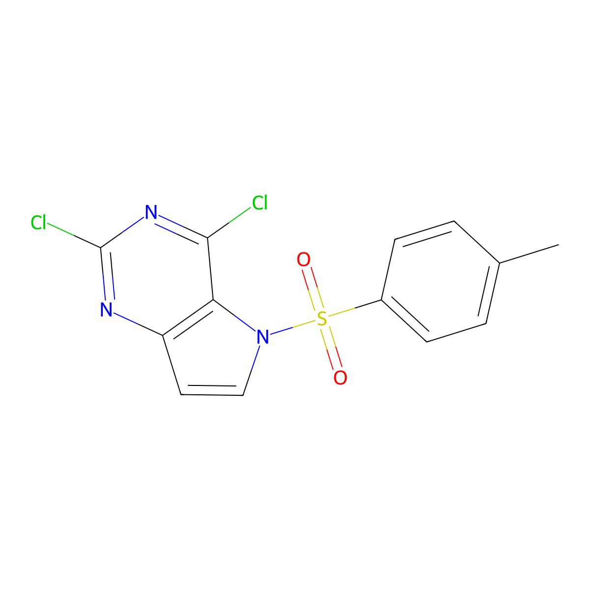 2,4-Dichloro-5-(toluene-4-sulfonyl)-5H-pyrrolo[3,2-d]pyrimidine molecular structure, CAS 1220517-77-0